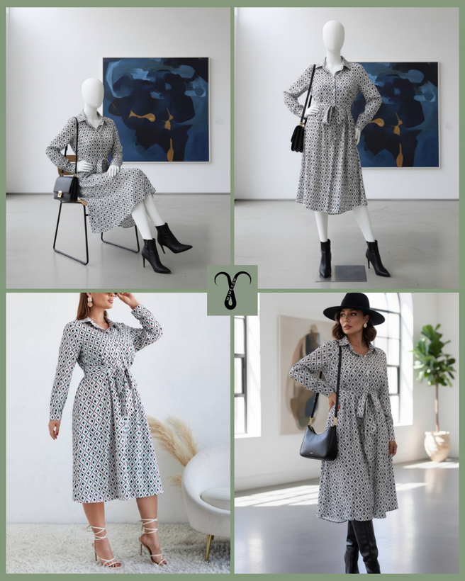 پیراهن کمر دار بلند برند Shein کد 004