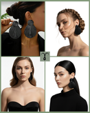 گوشواره طرح برگ استیل مشکی برند Shein