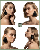 گوشواره طرح برگ استیل مشکی برند Shein