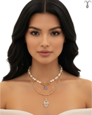 گردنبند سه ردیفه استیل طلایی برند Shein