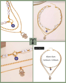 گردنبند سه ردیفه استیل طلایی برند Shein