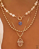 گردنبند سه ردیفه استیل طلایی برند Shein