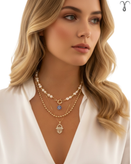 گردنبند سه ردیفه استیل طلایی برند Shein