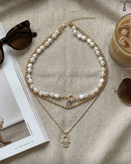 گردنبند سه ردیفه استیل طلایی برند Shein