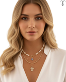 گردنبند سه ردیفه استیل طلایی برند Shein