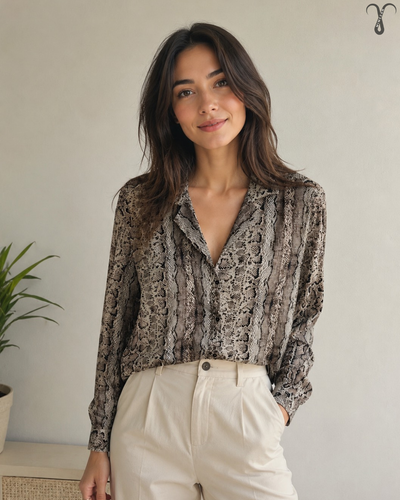 شومیز نخی طرح پوست ماری برند Pull&Bear کد 0183