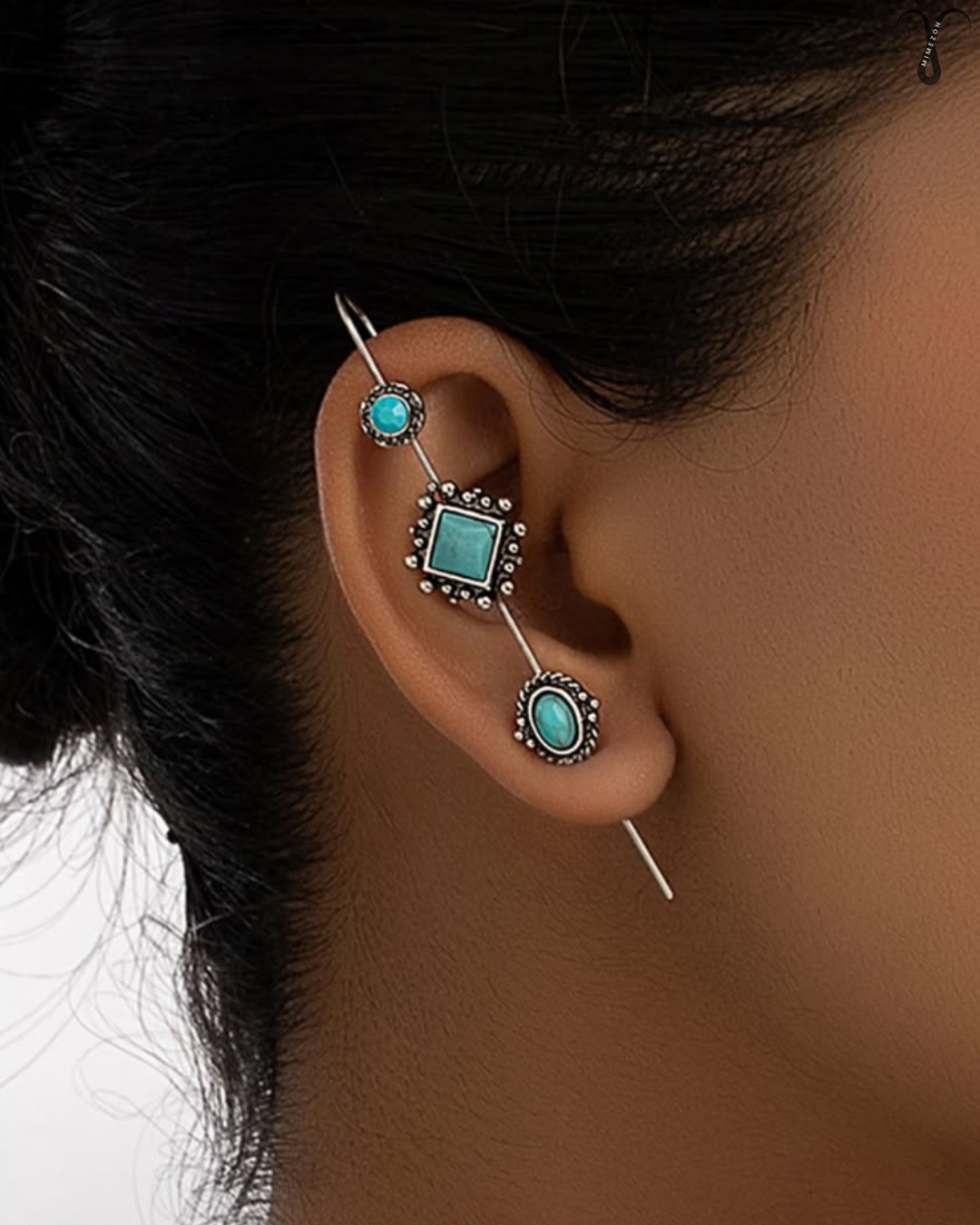 گوشواره طرح وسترن با سنگ فیروزه برند Shein کد 0205
