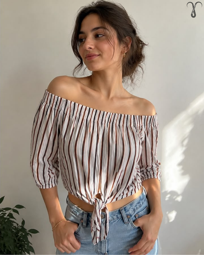 بلوز کوتاه یقه کشی برند Pull&Bear کد 0212