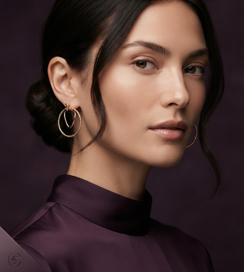 گوشواره حلقه ای رنگ ثابت کد 094